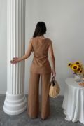 KETEN YELEK - PANTOLON TAKIM - Kahverengi resmi